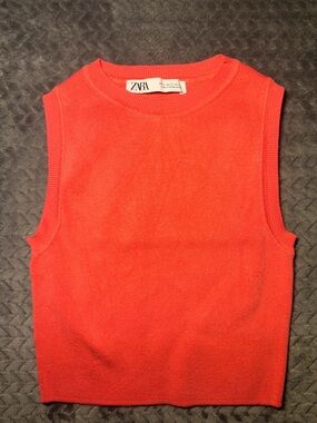 Zara Coral Ribbed Knit Tank